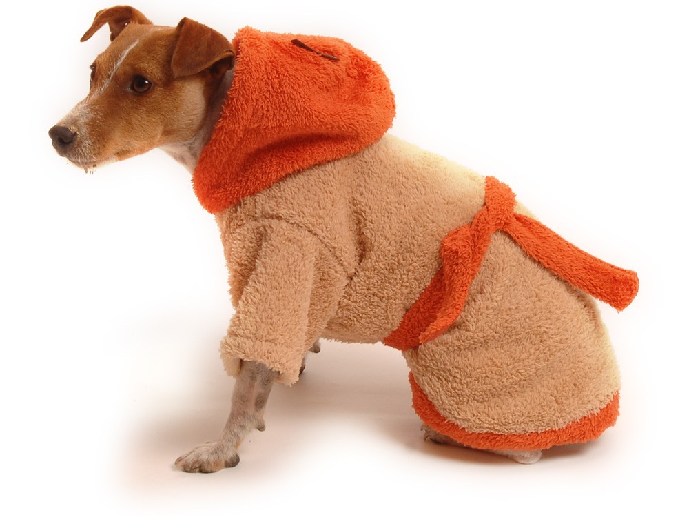 Ene Bene obleček - župan pro psa hnědo - oranžový M