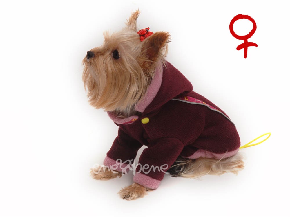 Ene Bene obleček - mikina pro psa Zonny s kapucí vínovo růžová - fenka S