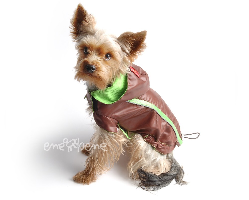Ene Bene obleček - pláštěnka pro psa Tedy hnědo zelená s COOLMAX podšívkou XS