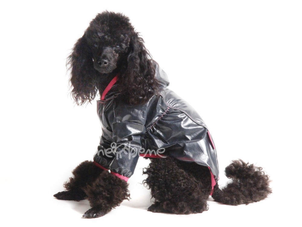 Ene Bene obleček - pláštěnka pro psa Tara černá, růžový lem M