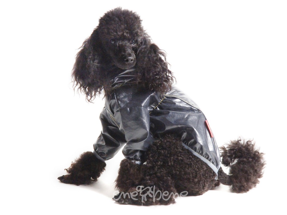 Ene Bene obleček - pláštěnka pro psa Tara černá, šedý lem S