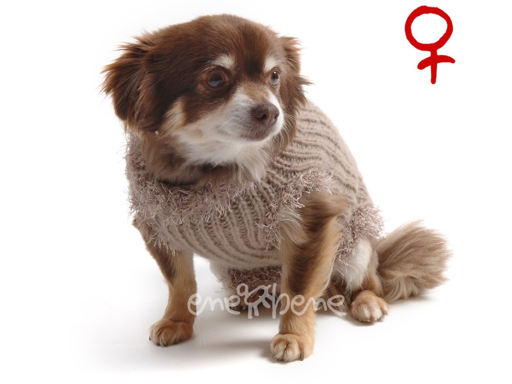 Ene Bene obleček - svetr pro psa Sofi světle hnědý - fenka XXS