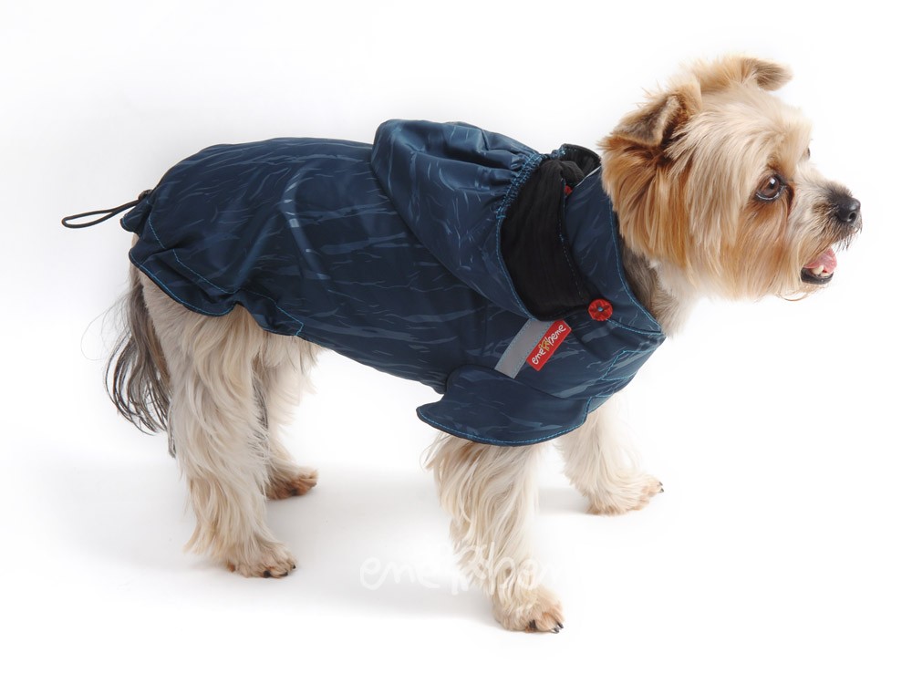 Ene Bene obleček - pláštěnka pro psa Lea petrolejová s kapucí XS