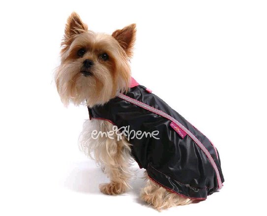Obleček - pláštěnka pro psa Teri černo růžová - bez rukávků