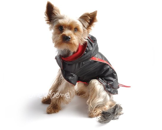 Obleček - pláštěnka pro psa Tedy černo červená s COOLMAX podšívkou