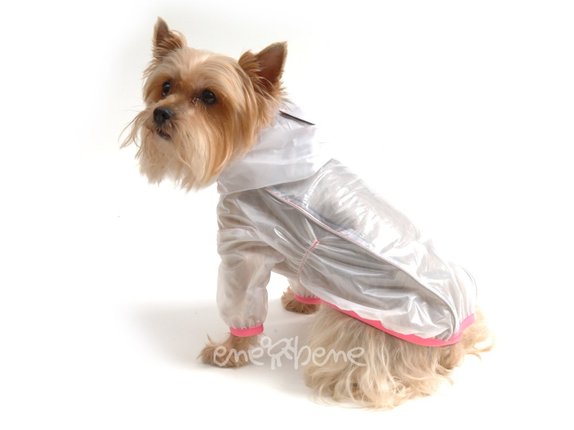 Obleček - pláštěnka pro psa Tara s rukávky růžový lem