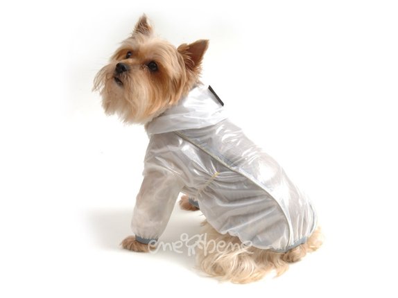 Obleček - pláštěnka pro psa Tara s rukávky šedý lem