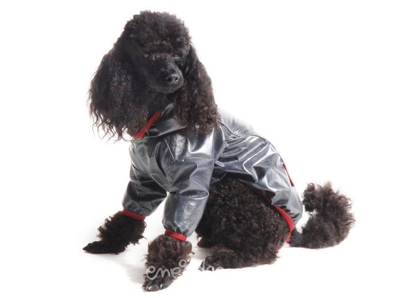 Obleček - pláštěnka pro psa Tara černá, červený lem