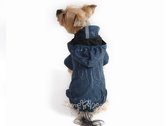 Obleček - pláštěnka pro psa Lea petrolejová s kapucí