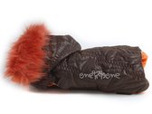 Obleček- bunda pro fenky Mia hnědo oranžová  s kapucí a kožešinou