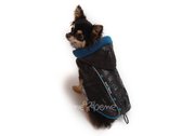 Obleček - bunda pro psa Alex černo petrolejová s reflexními prvky