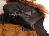 Obleček - bunda pro psa Ben hnědo černá s kapucí a kožešinou