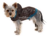 Obleček - bunda pro psa Betynka hnědo petrolejová s kapucí