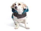 Obleček - bunda pro psa Betynka hnědo petrolejová s kapucí