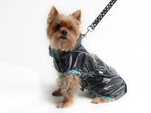 Obleček - pláštěnka pro psa Tami černá, tyrkysový lem