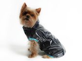 Obleček - pláštěnka pro psa Tami černá, tyrkysový lem