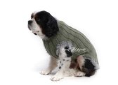 Obleček - svetr pro psa khaki zdobený kamínky
