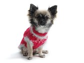 Obleček - svetr pro psa tmavě růžový zdobený kamínky